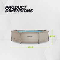 Infographic met de exacte product afmetingen van het beige VirtuFit ronde opzetzwembad met een diameter van 305 cm en een hoogte van 76 cm.