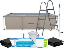 VirtuFit Rechthoekig Zwembad - 260 x 180 x 66 cm - Beige - Compleet Pakket