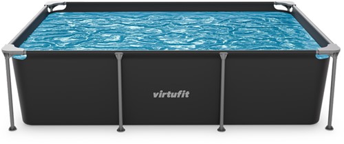 Totaalaanzicht van het VirtuFit frame zwembad 260x180 cm ideaal voor verkoeling in de tuin.