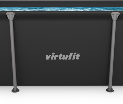 Zijaanzicht van het VirtuFit zwembad 260x180 cm waarbij de focus ligt op het strakke design en het duurzame PVC materiaal.