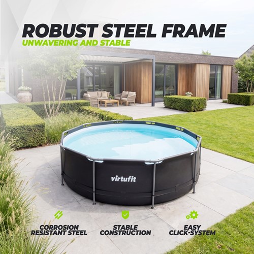 VirtuFit Rond Zwembad - Ø366 x 100 cm - Antraciet-3