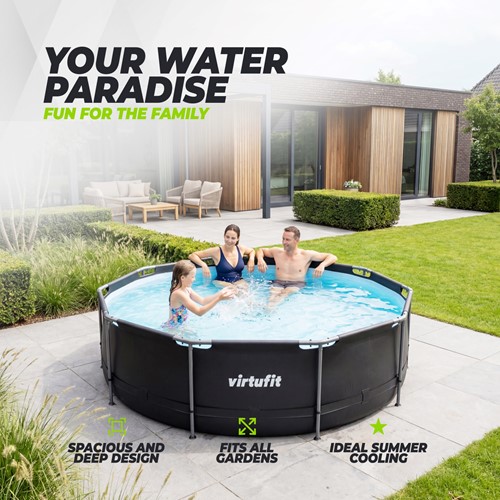 VirtuFit Rond Zwembad - Ø366 x 100 cm - Antraciet-2