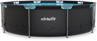 Vooraanzicht van het ronde VirtuFit Frame Zwembad in antraciet tegen een witte achtergrond.