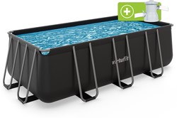 VirtuFit Rechthoekig Zwembad 400 x 200 x 122 cm - Antraciet - Inclusief Filterpomp