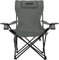 VirtuFit Campingstoel opvouwbaar met voetsteun - Strandstoel - Grijs-3
