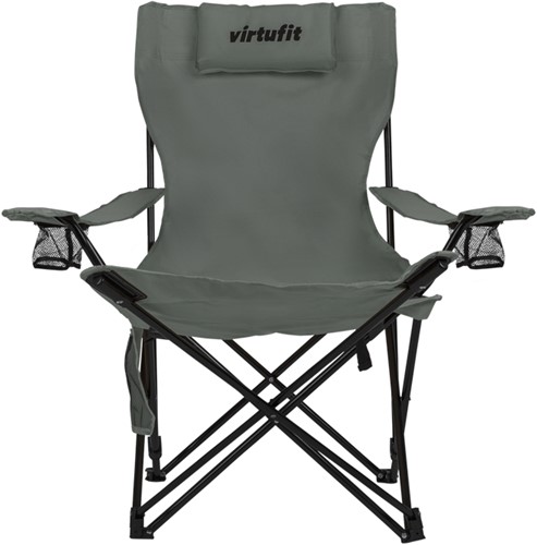 VirtuFit Campingstoel opvouwbaar met voetsteun - Strandstoel - Grijs-3