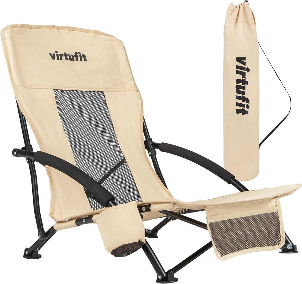 VirtuFit Strandstoel opvouwbaar - Campingstoel - Beige