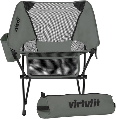 VirtuFit Camping Stoel Compact - Strandstoel  - Grijs - Tweedekans
