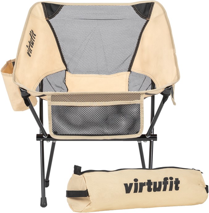 VirtuFit Camping Stoel Compact - Strandstoel - Opvouwbaar - Beige