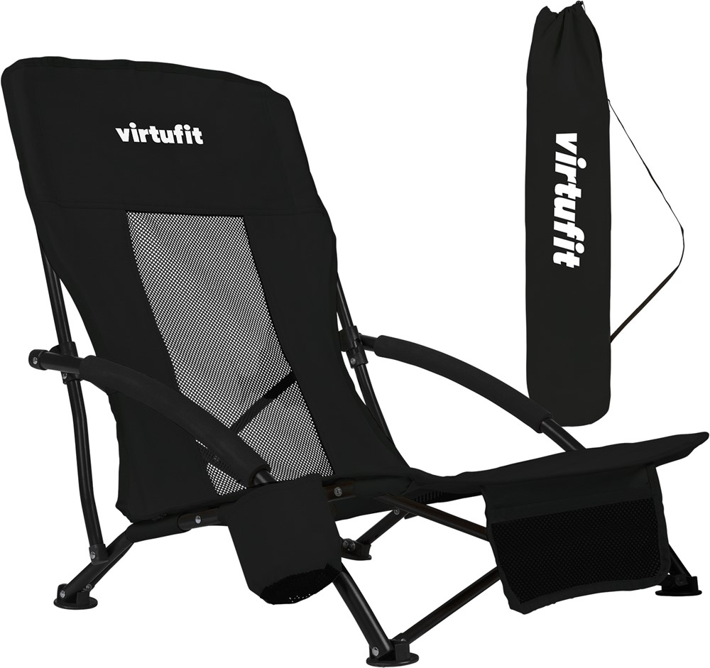 VirtuFit Strandstoel opvouwbaar - Campingstoel - Zwart
