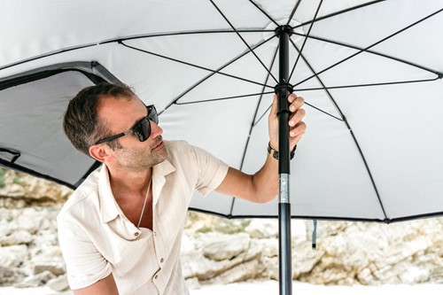 VirtuFit Strandparasol Premium - Windscherm - 225 cm - Grijs - sfeerafbeelding 3