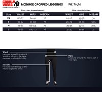 Monroe Cropped Leggings size chart