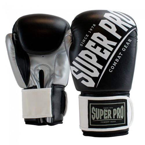Super Pro Combat Gear Rebel (Kick)Bokshandschoenen - Zwart/Grijs/Wit