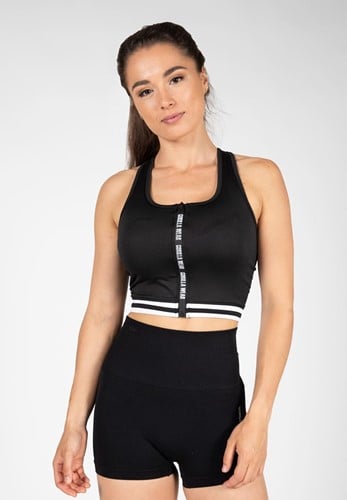 Gorilla Wear Mesa Zip Front Crop Top - Sportbeha - Zwart