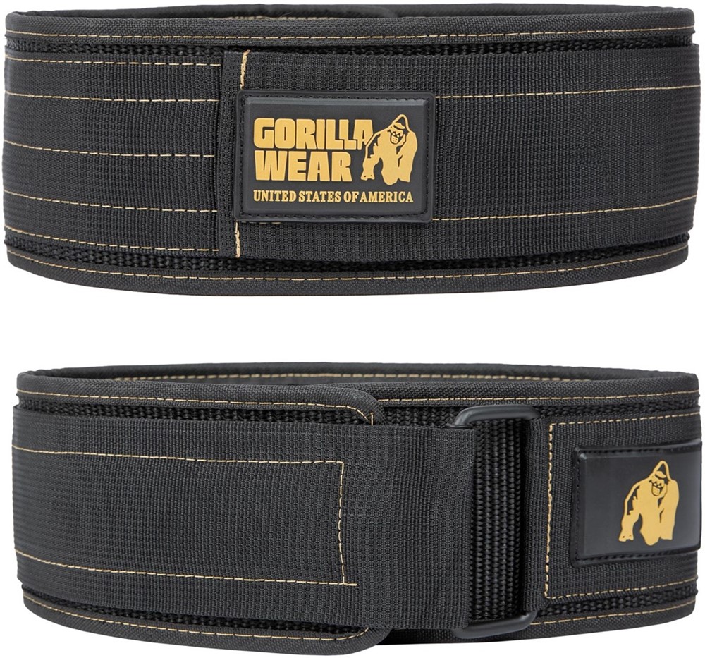 Gorilla Wear Halterriem - 4 Inch Nylon Lifting Belt - Zwart/Goud - S/M