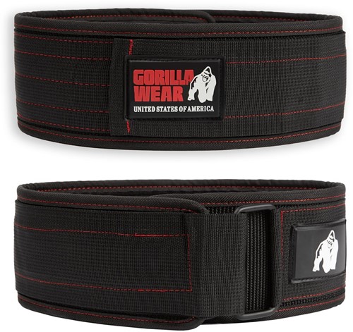 Gorilla Wear 4 Inch Nylon Lifting Belt - Zwart/Rood